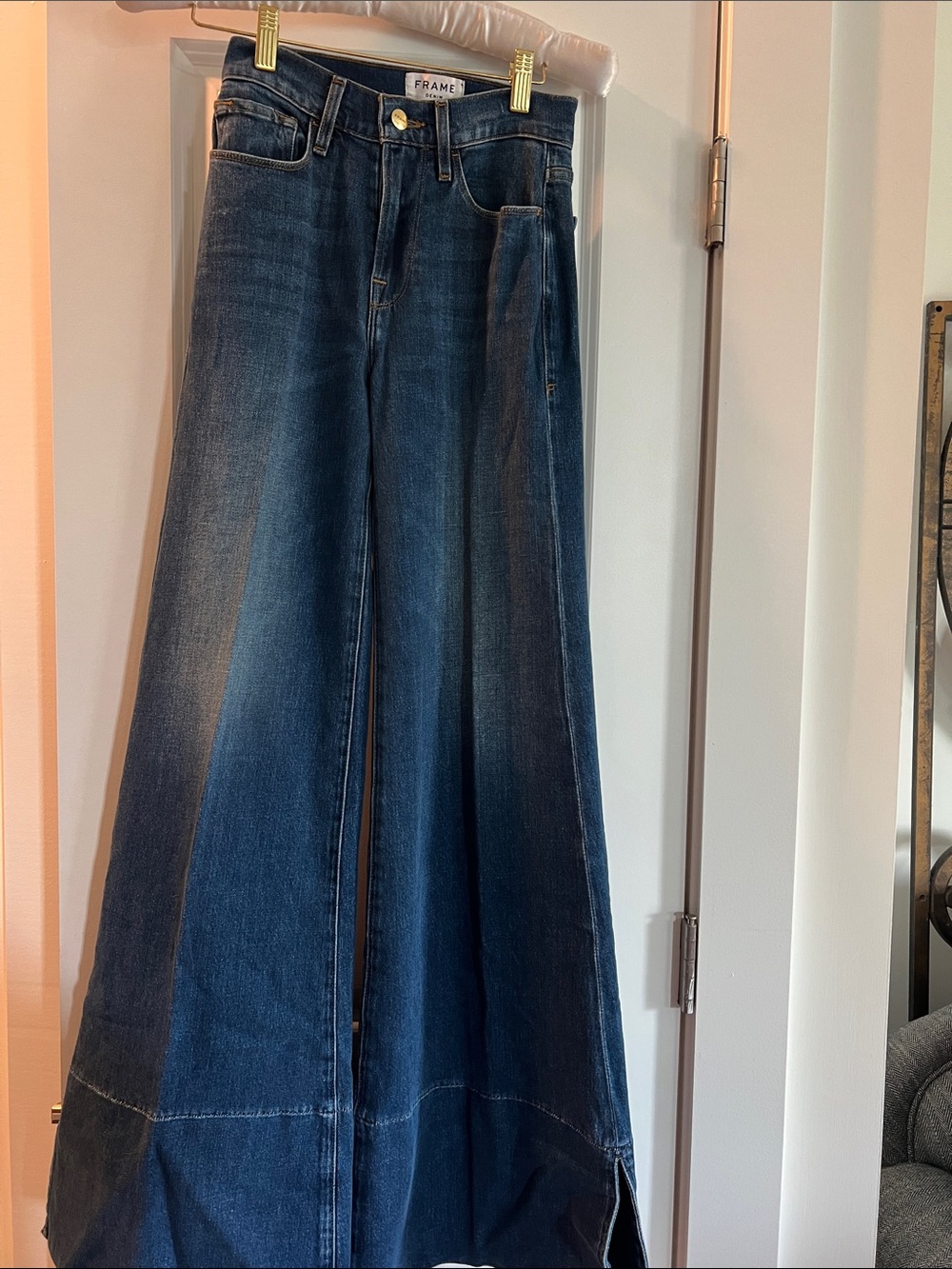 Frame Denim Dark Blue Wide-Leg Flare Jeans